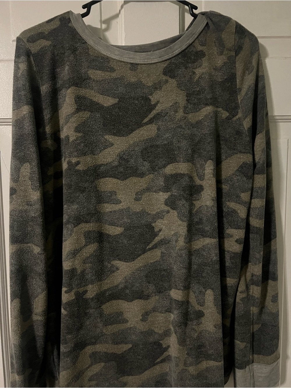 Cozy Camo Long Sleeve Pullover - Olive & Gray